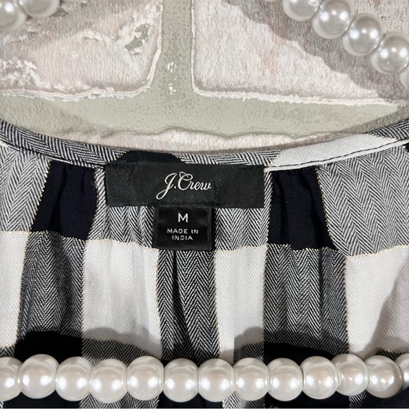 J. Crew White and Black Buffalo Plaid Button Down Blouse Size M - Picture 9 of 11